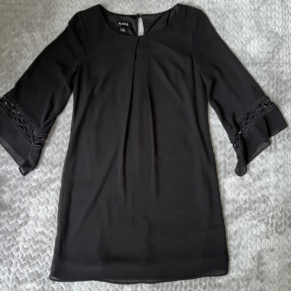 A. Byers black dress lace sleeve detail size S